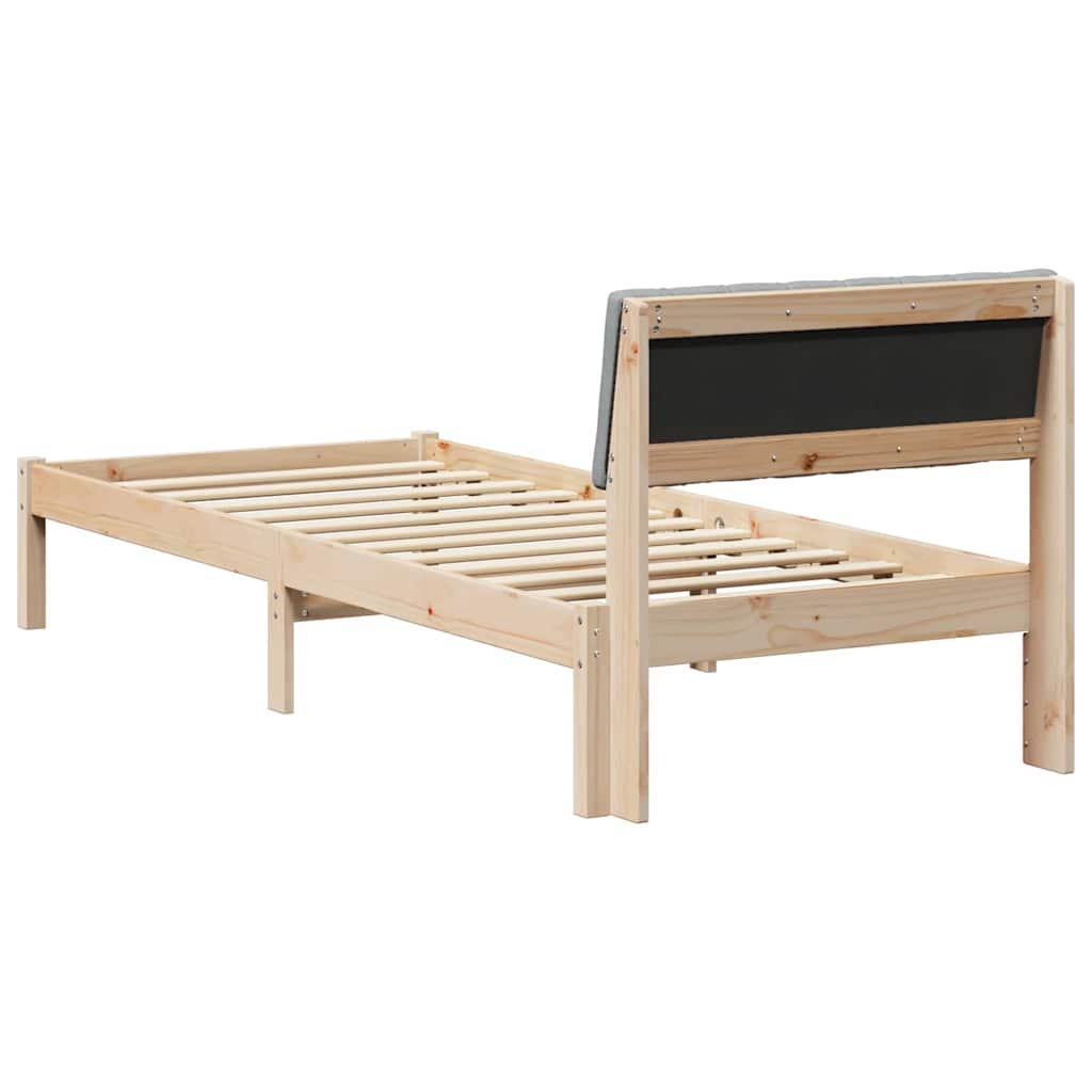 Estructura de cama con cabecera Marrón y gris claro 75 x 190 cm
