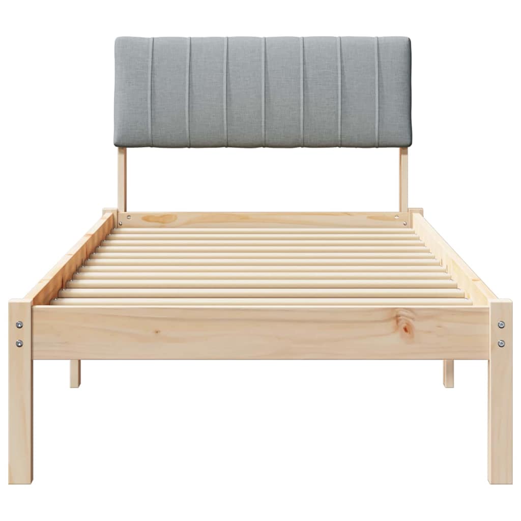 Estructura de cama con cabecera Marrón y gris claro 75 x 190 cm