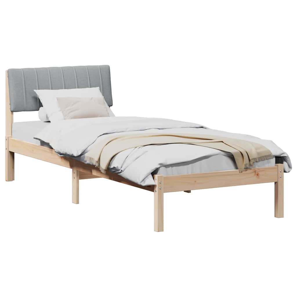 Estructura de cama con cabecera Marrón y gris claro 75 x 190 cm