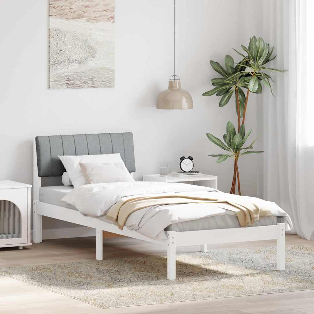 Estrutura de cama com cabeceira Castanho e cinzento claro 75 x 190 cm
