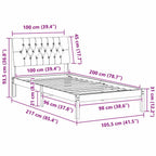Estructura de Cama con Cabecera Tapizada 100 x 200 cm