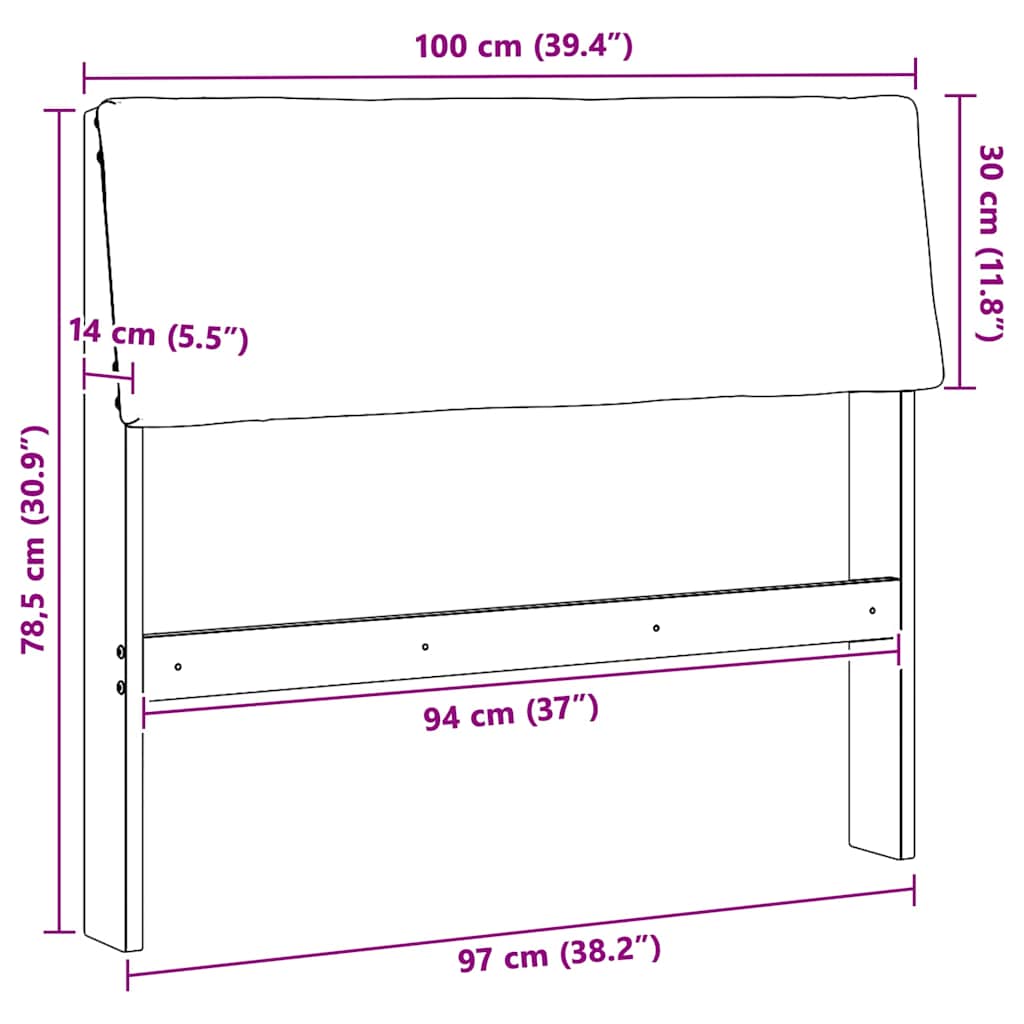 Cabecero tapizado Gris Claro 100 cm Madera de pino macizo