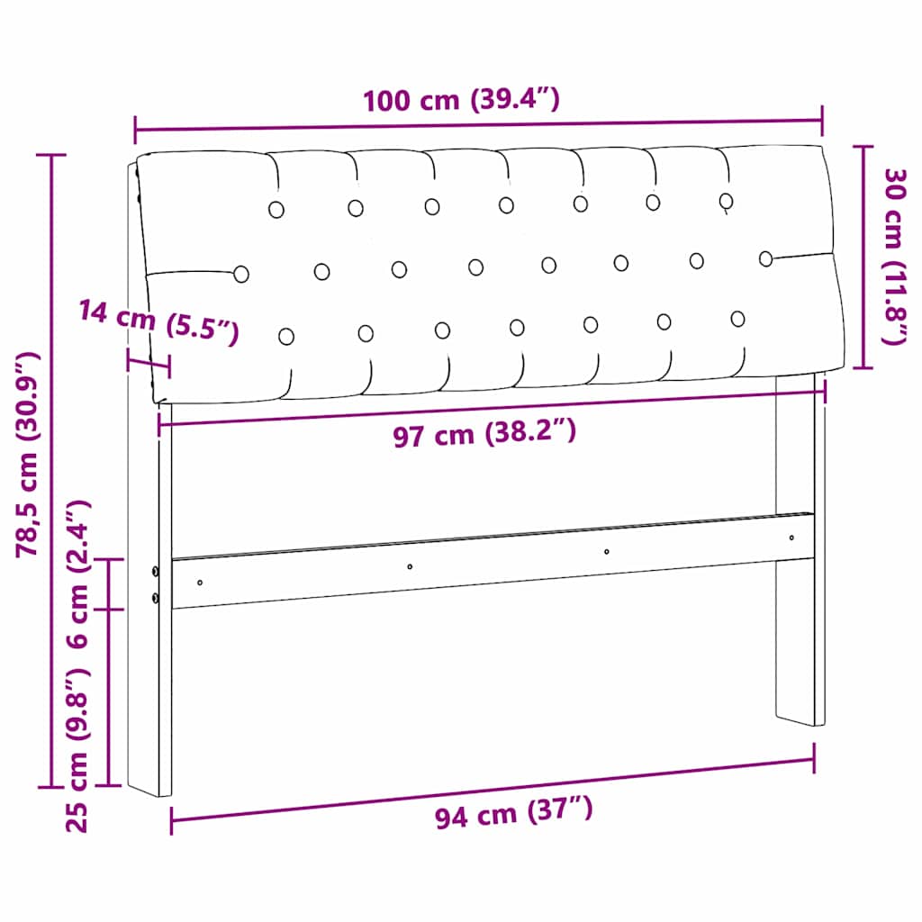 Cabecero tapizado Gris Claro 100 cm Madera de pino macizo