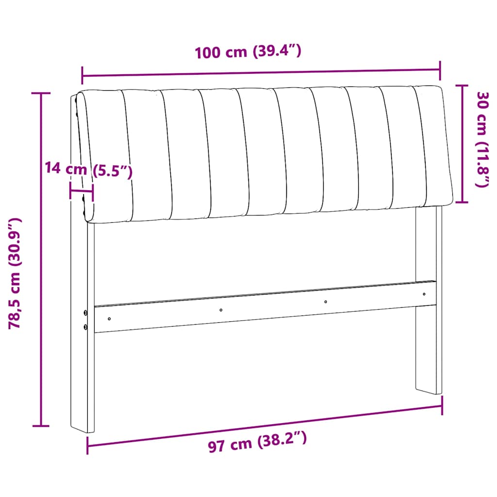 Cabecero tapizado Gris Claro 100 cm Madera de pino macizo