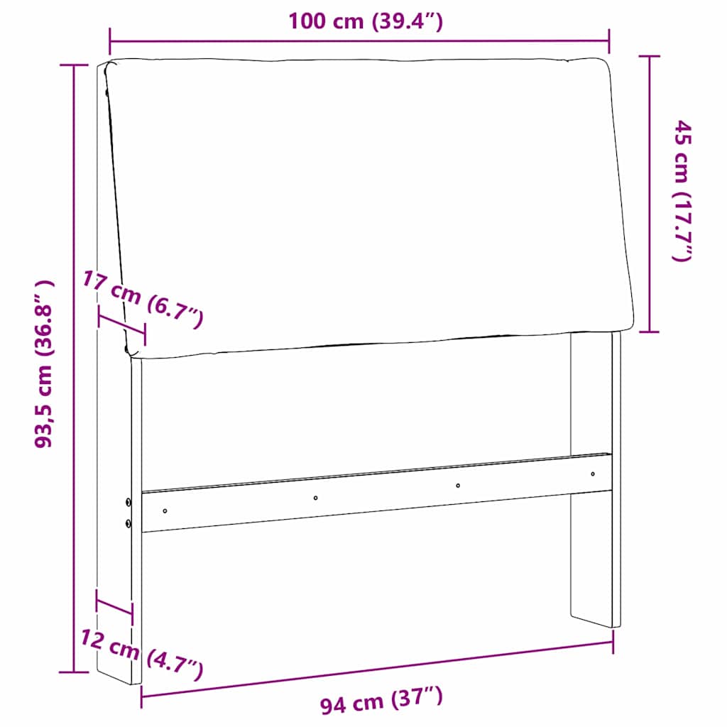 Cabecero tapizado Gris Claro 100 cm Madera de pino macizo