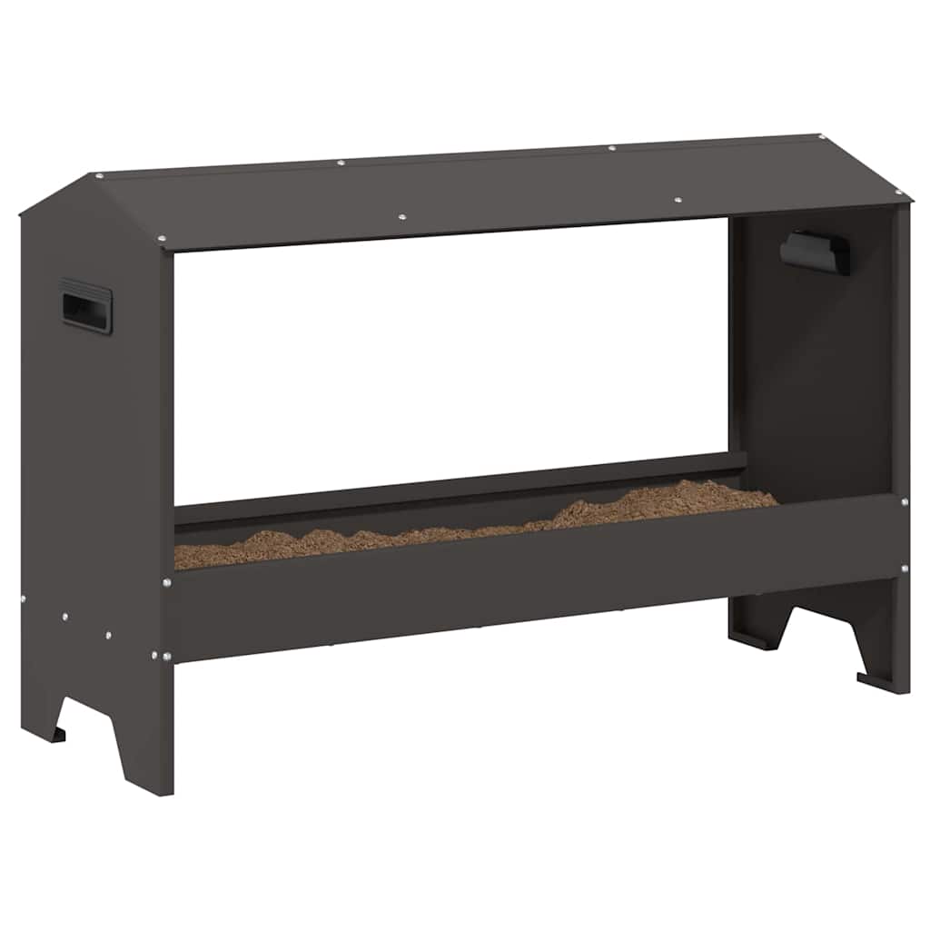 Canalón de alimentación para pollos Negro 81 x 32 x 53,5 cm