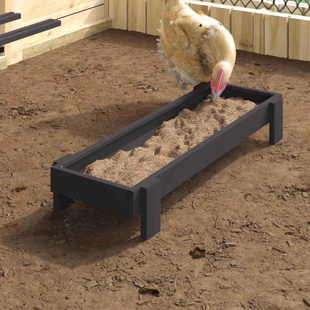 Canalón de alimentación para pollos Negro 80 x 28 x 13.5 cm