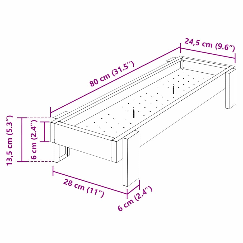 Canalón de alimentación para pollos Negro 80 x 28 x 13.5 cm