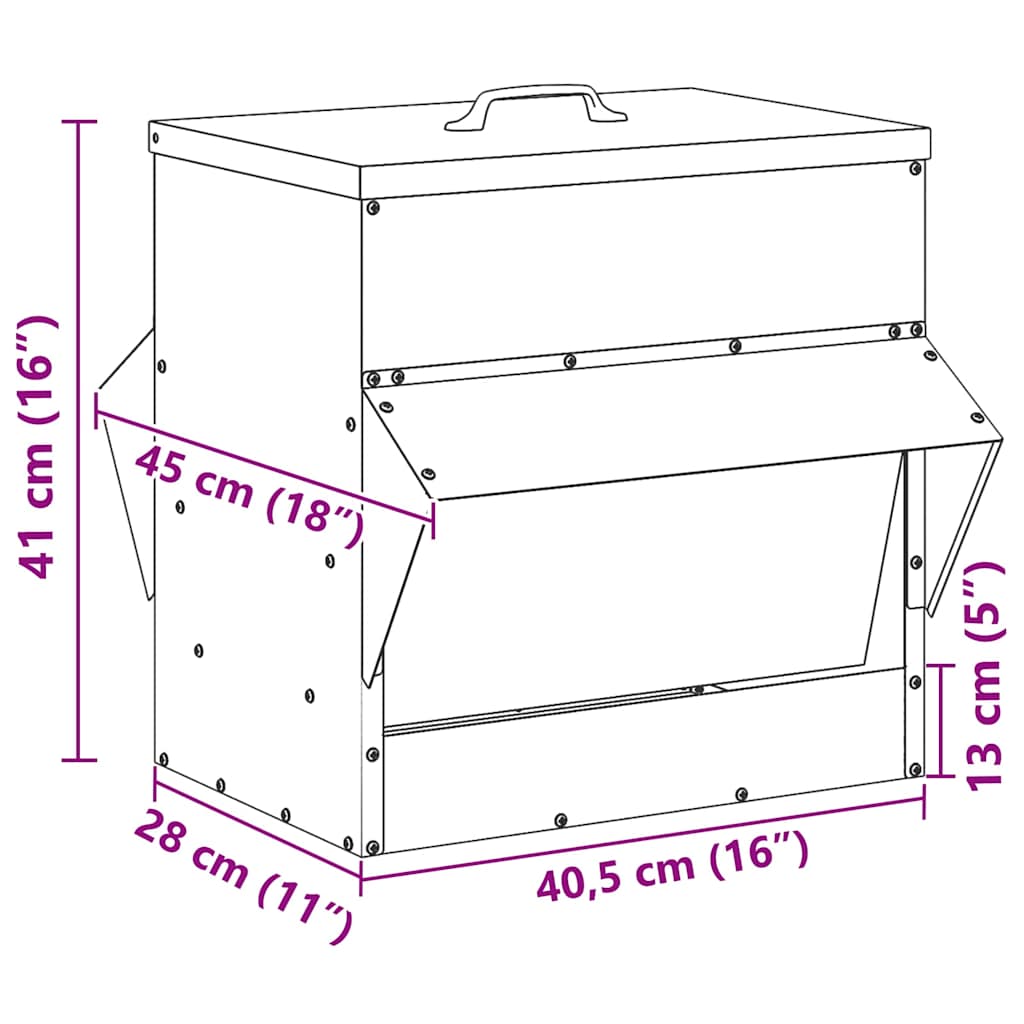 Comedero para pollos Negro 40,5 x 45 x 41 cm