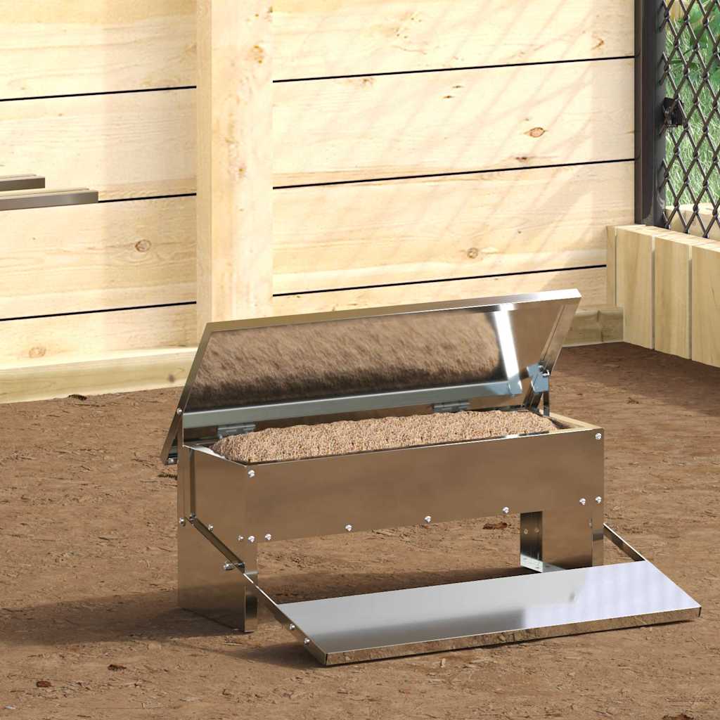 Alimentador de Pedal para Galinhas Preto 48,5 x 39,5 x 19 cm