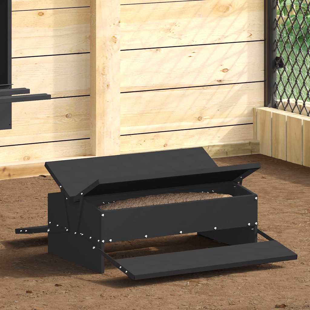 Alimentador de Pedal para Galinhas Preto 48,5 x 39,5 x 19 cm
