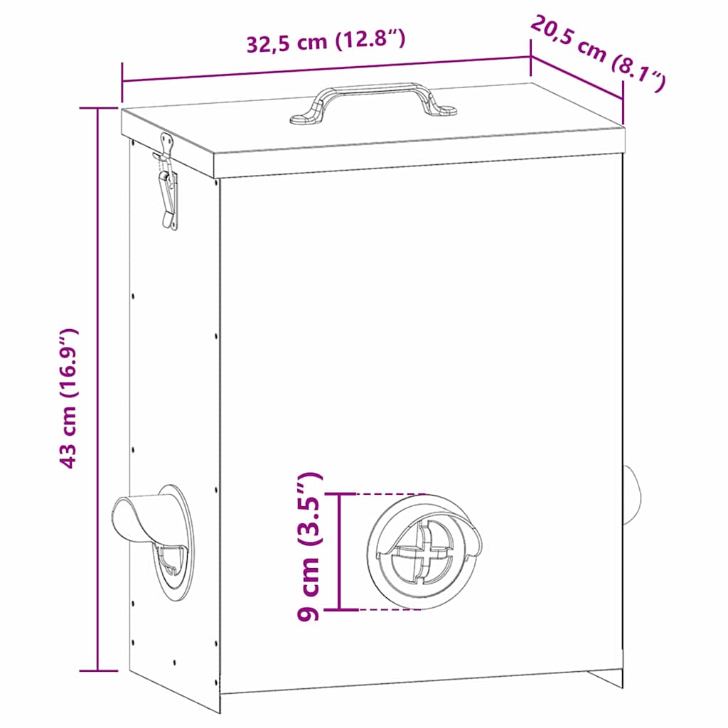 Comedero para pollos Verde Oliva 32,5 x 20,5 x 43 cm