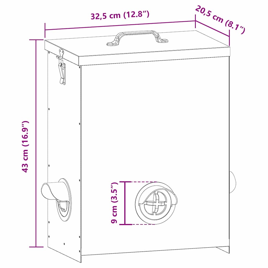 Comedero para pollos Plateado 32,5 x 20,5 x 43 cm