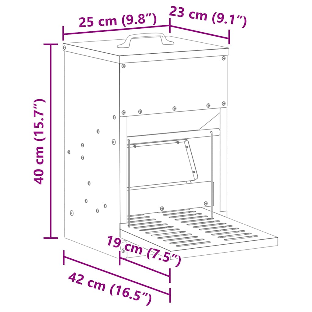 Comedero de Pedal para Pollos Negro 25 x 42 x 40 cm