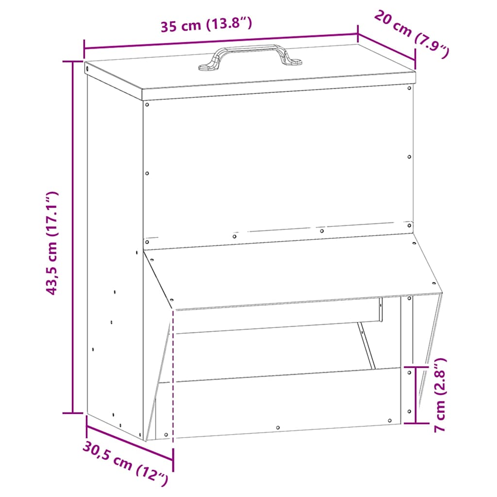 Comedero para pollos Negro 20 x 25 x 35 cm