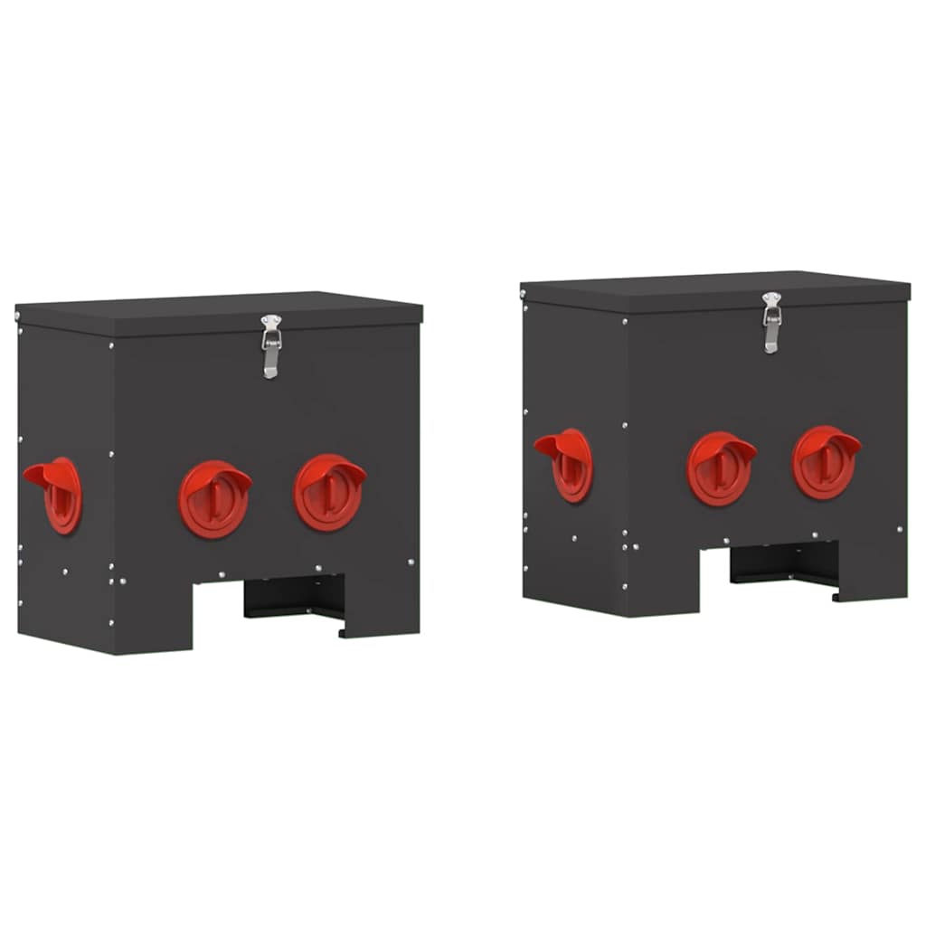 Comedero para pollos 2 pcs Negro 40,5 x 25 x 38 cm