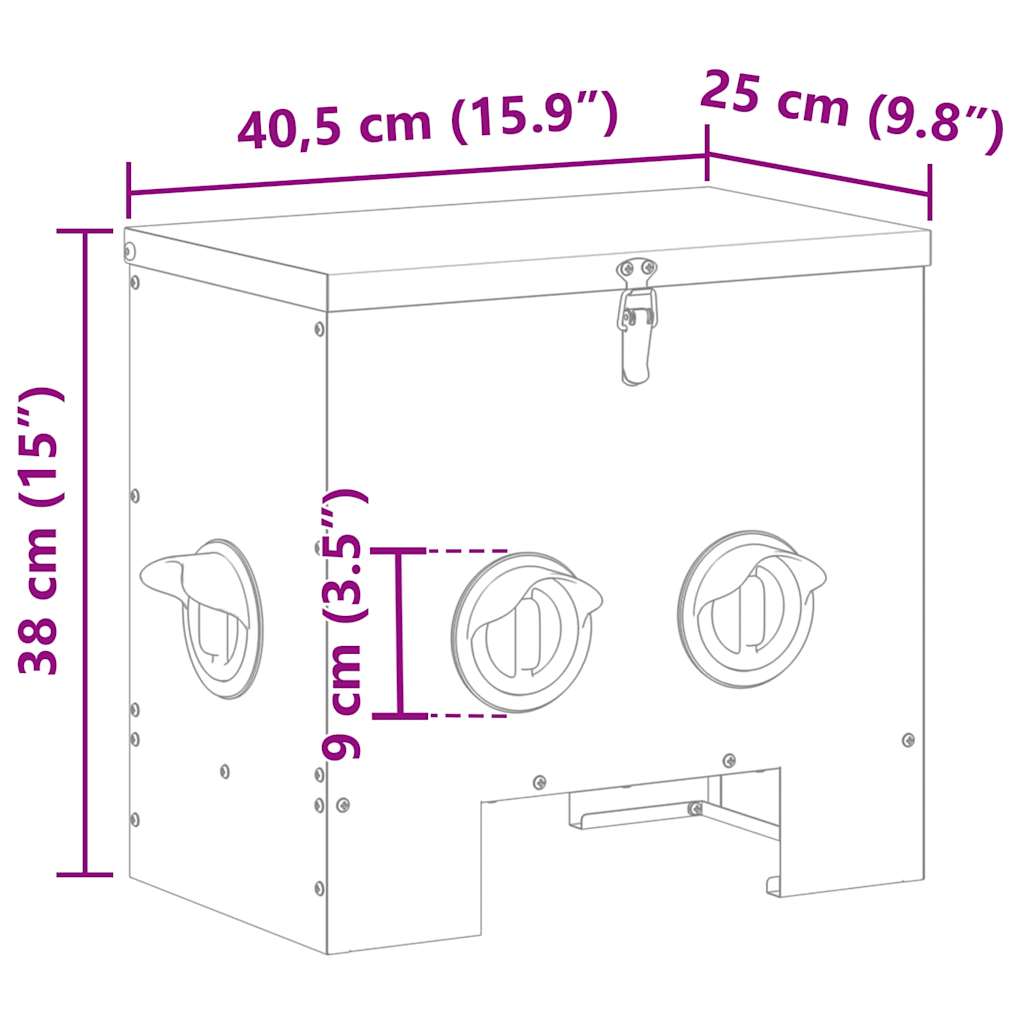Comedero para pollos 2 pcs Negro 40,5 x 25 x 38 cm