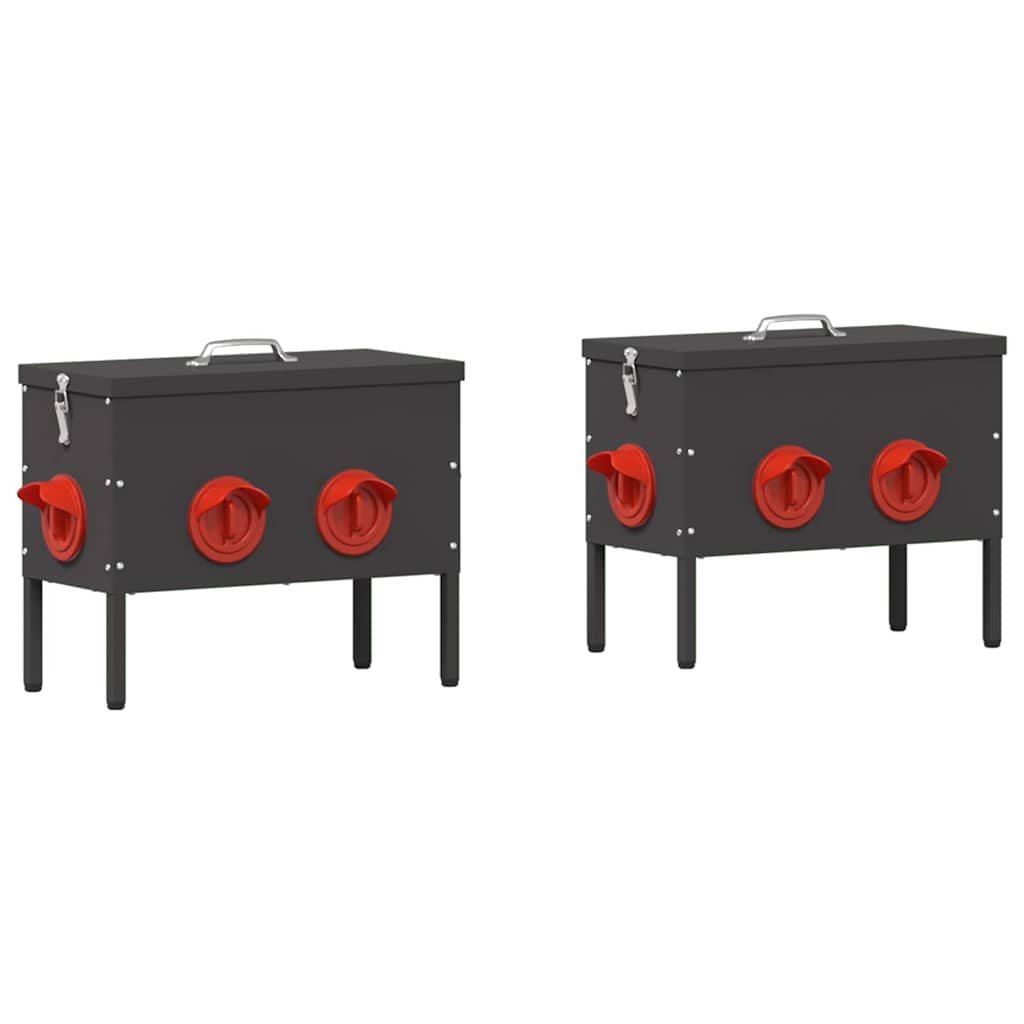 Comedero para pollos 2 pcs Negro 41,5 x 20,5 x 33 cm