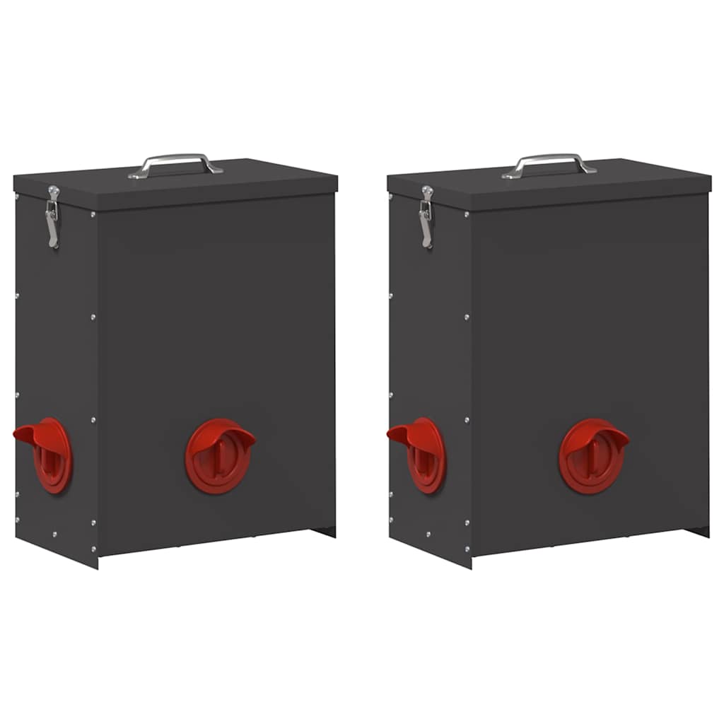 Comedero para pollos 2 pcs Negro 32,5 x 20,5 x 43 cm