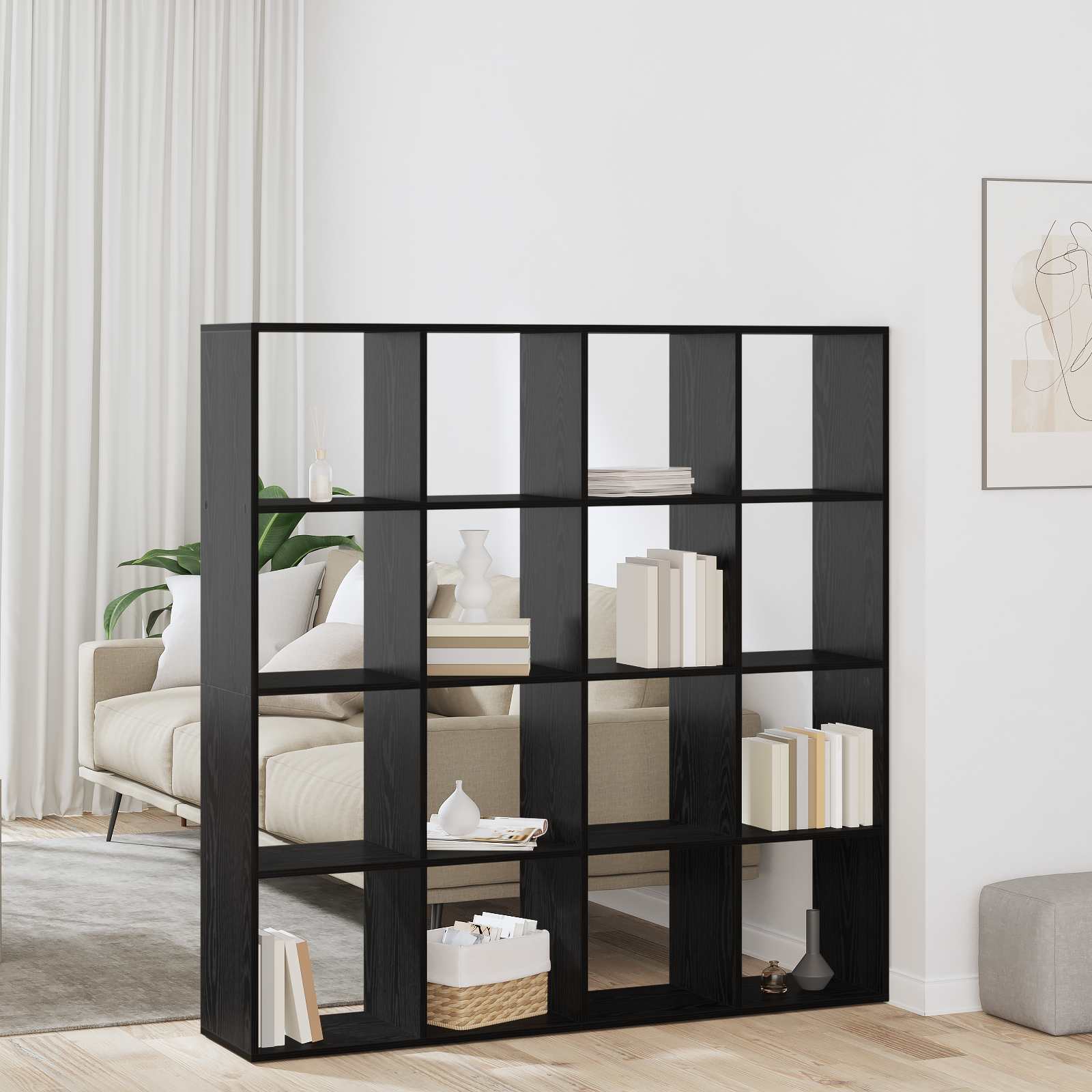 Librería Roble Negro 137,5 x 29 x 137,5 cm Madera de ingeniería