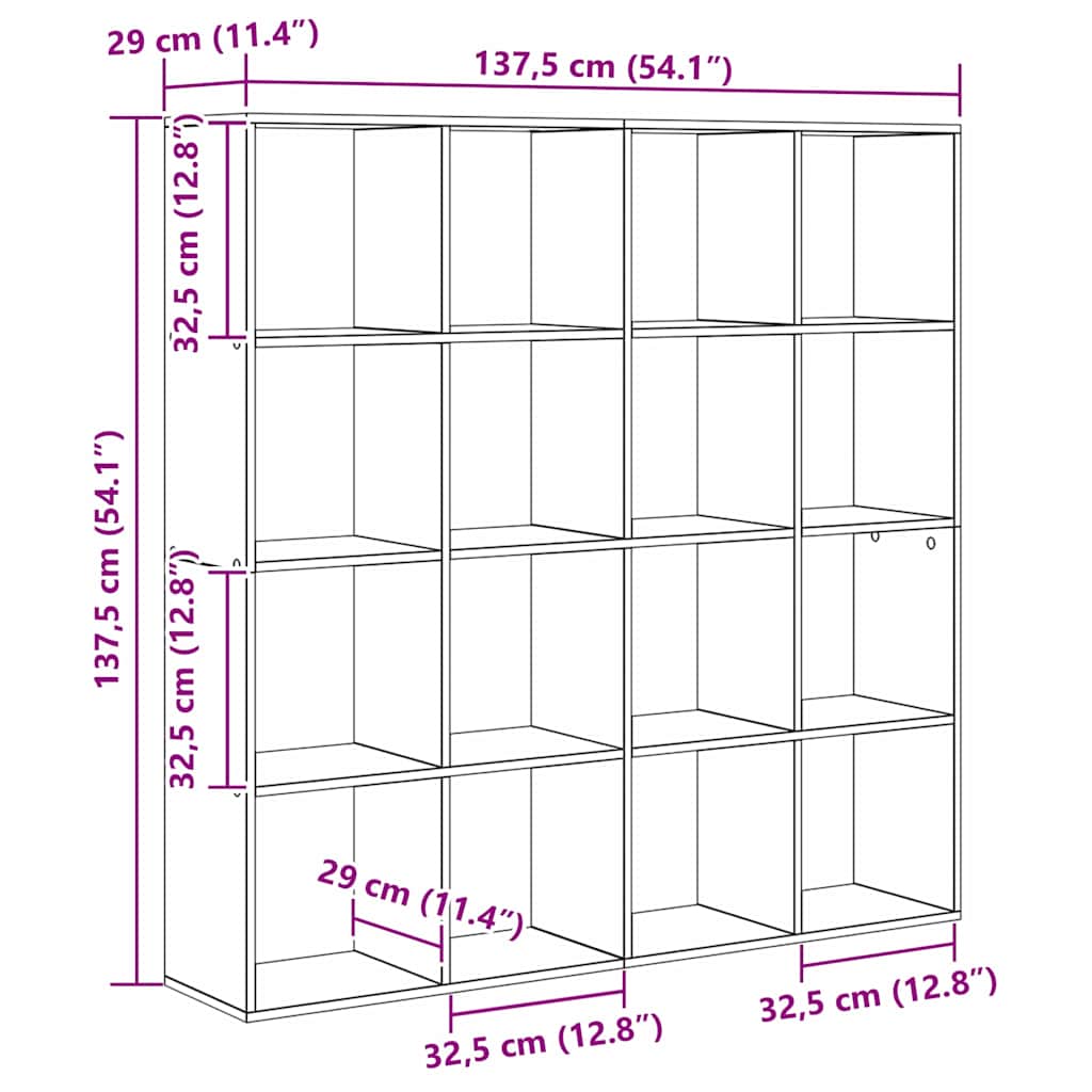 Librería Roble Negro 137,5 x 29 x 137,5 cm Madera de ingeniería