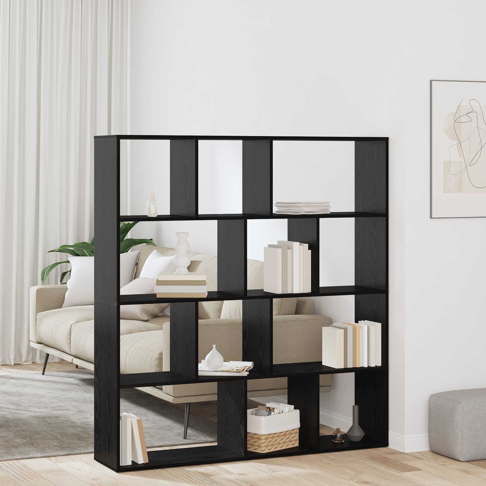 Librería Roble Negro 132 x 29 x 141,5 cm Madera de ingeniería