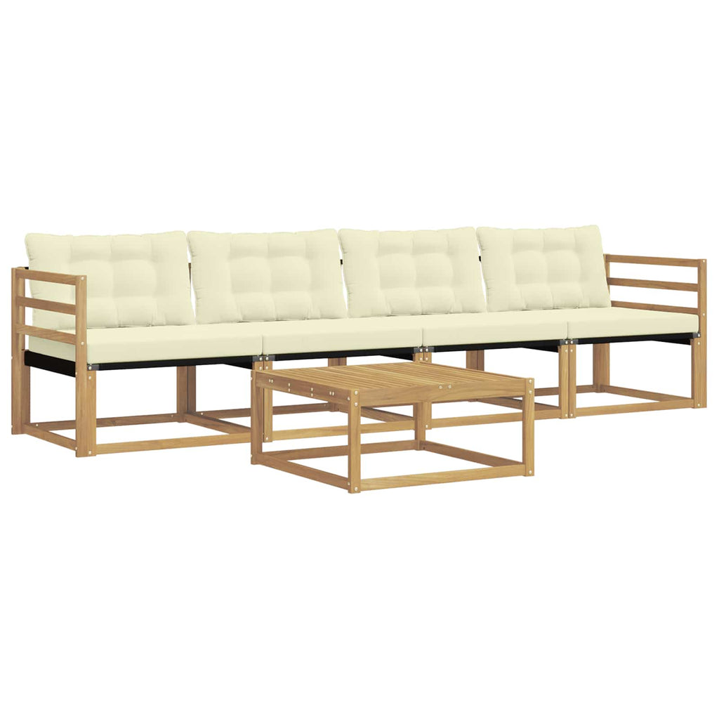 Conjunto de sofás de exterior 5 pcs Blanco y Crema