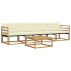 Conjunto de sofás de exterior 5 pcs Blanco y Crema