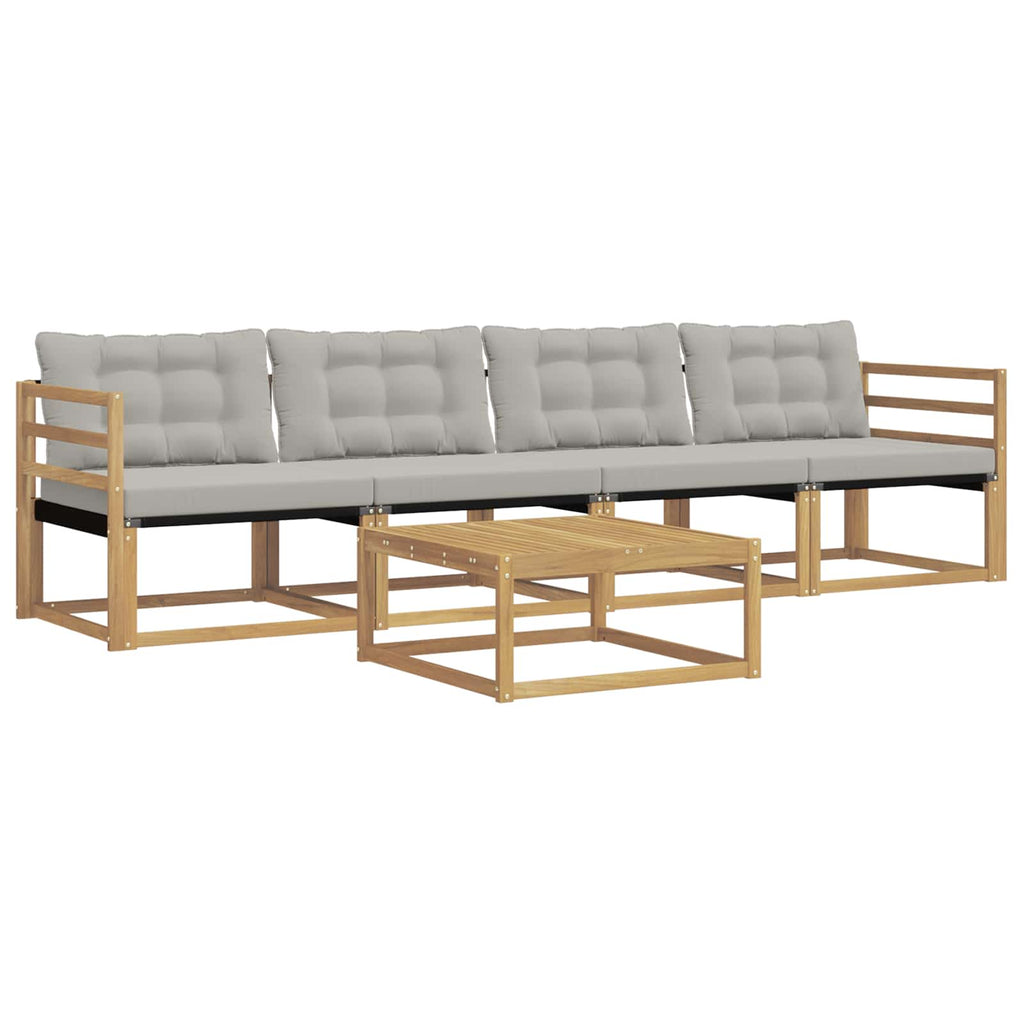 Conjunto de sofás de exterior 5 pcs Blanco y Gris Claro