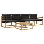 Conjunto de sofás de exterior 5 pcs Blanco y Negro