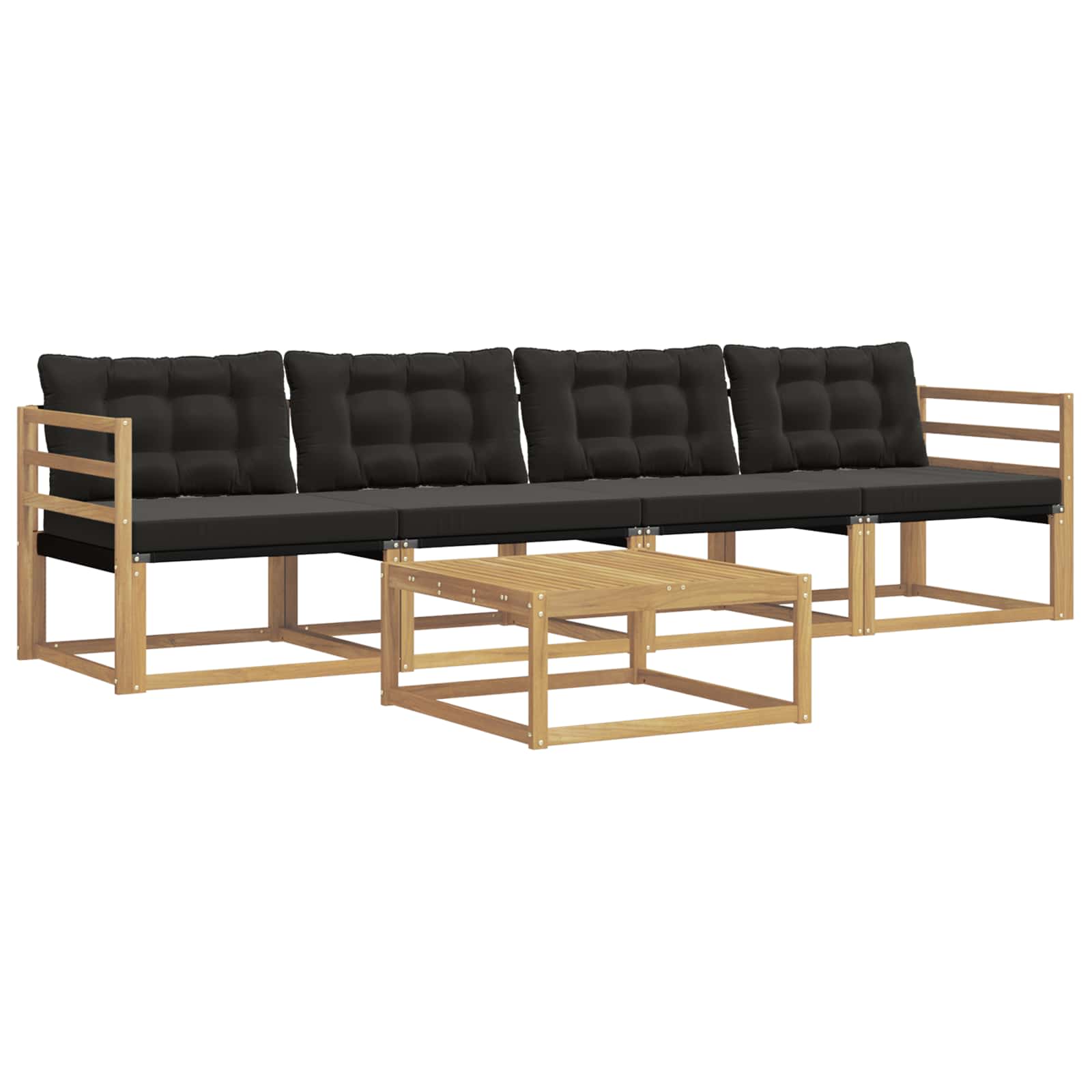 Conjunto de sofás de exterior 5 pcs Blanco y Negro