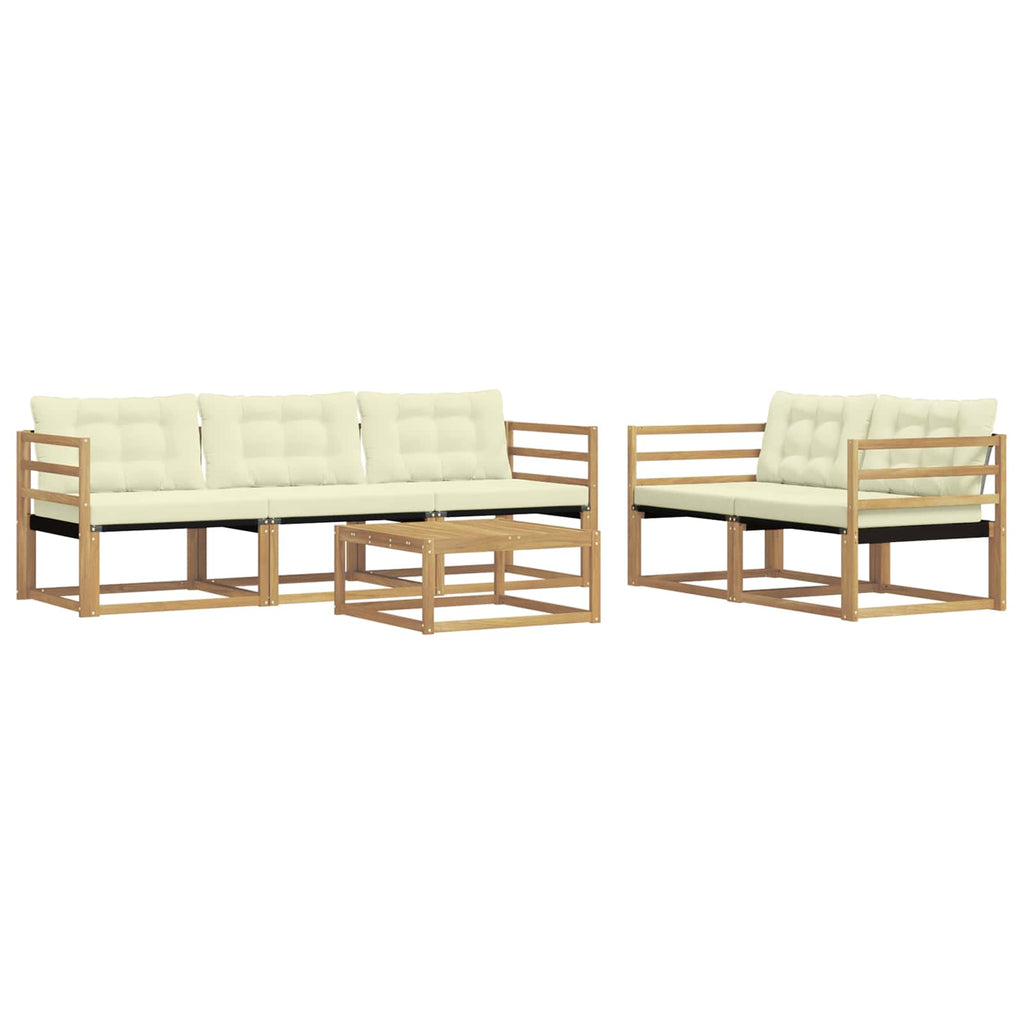Conjunto de sofás de exterior 6 pcs Blanco y Crema