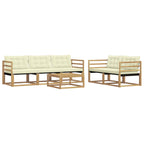 Conjunto de sofás de exterior 6 pcs Blanco y Crema