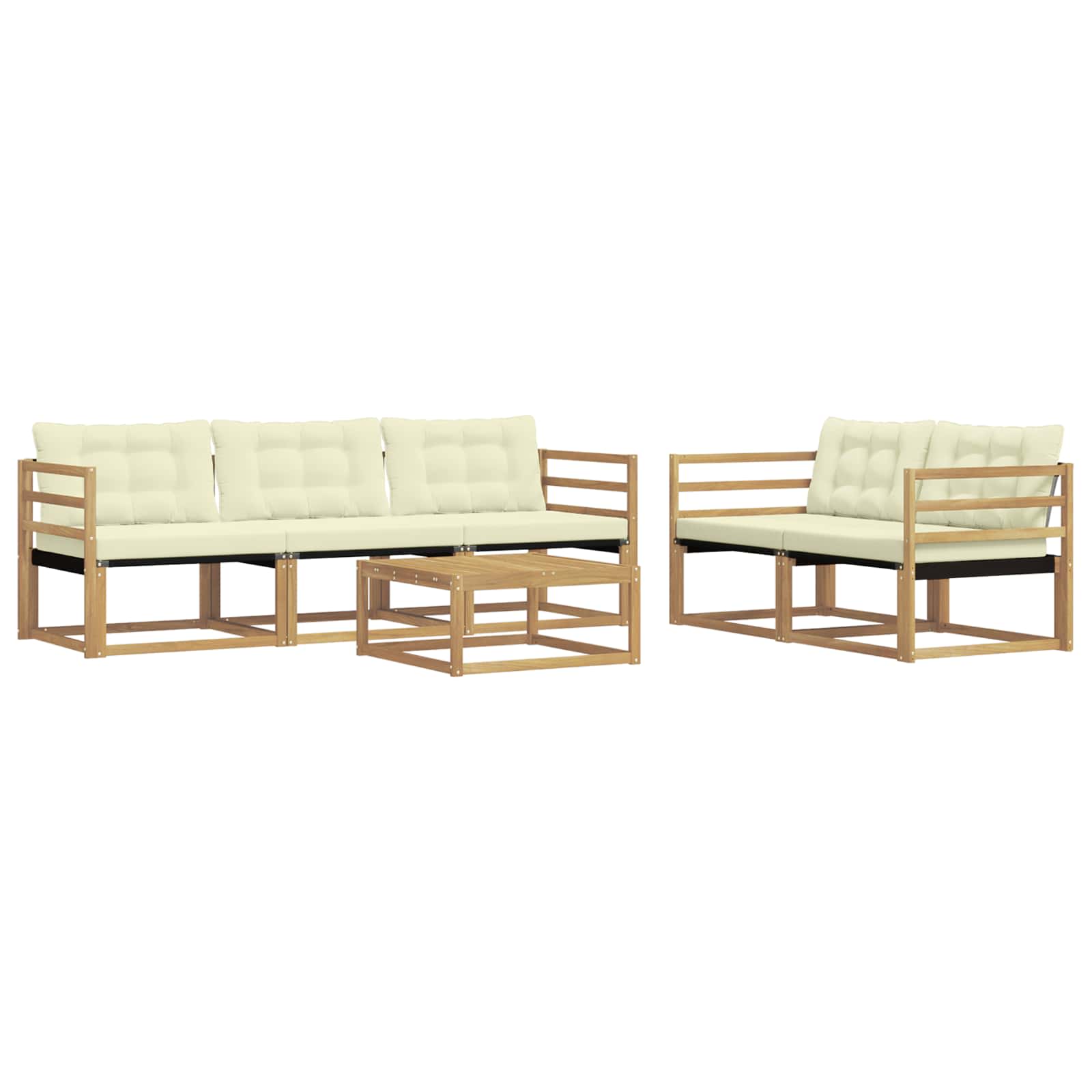 Conjunto de sofás de exterior 6 pcs Blanco y Crema