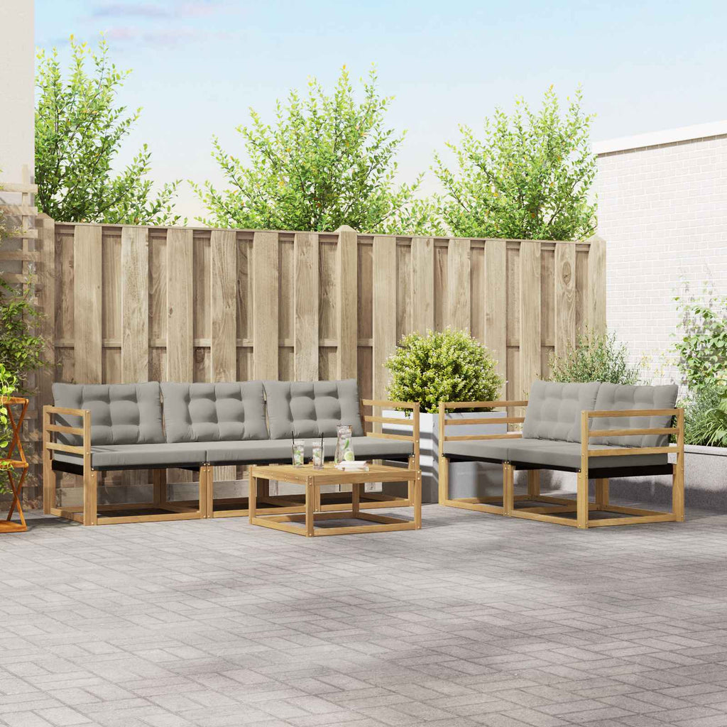 Conjunto de sofás de exterior 6 pcs Blanco y Gris Claro