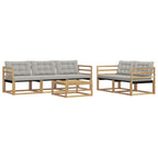 Conjunto de sofás de exterior 6 pcs Blanco y Gris Claro
