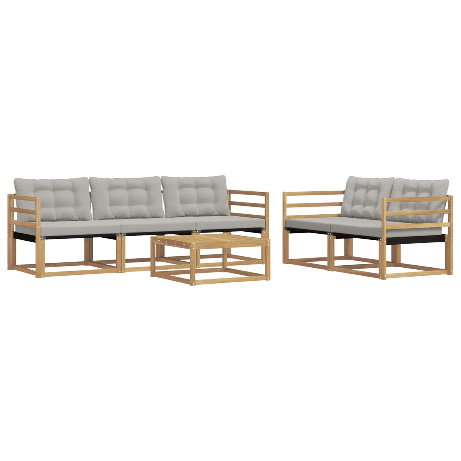 Conjunto de sofás de exterior 6 pcs Blanco y Gris Claro