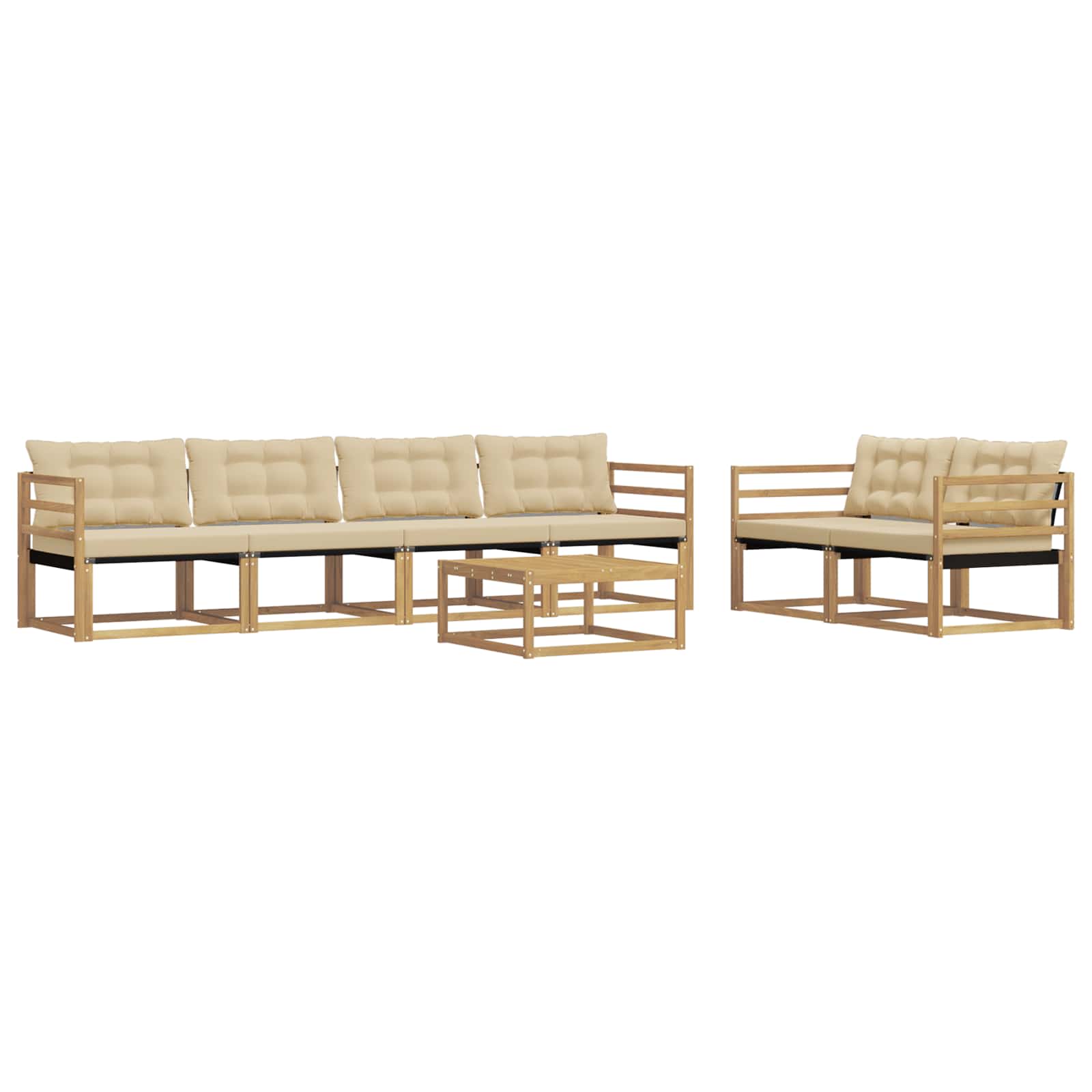 Conjunto de sofás de exterior 7 pcs y Beige 79 x 79 x 37 cm