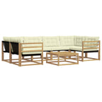 Conjunto de sofás de exterior 7 pcs Blanco y Crema