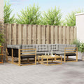 Conjunto de sofás de exterior 7 pcs Blanco y Gris Claro