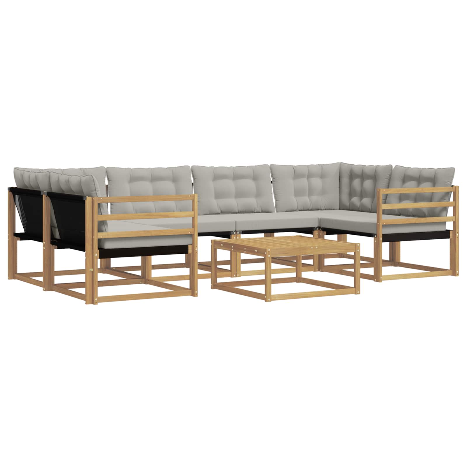 Conjunto de sofás de exterior 7 pcs Blanco y Gris Claro