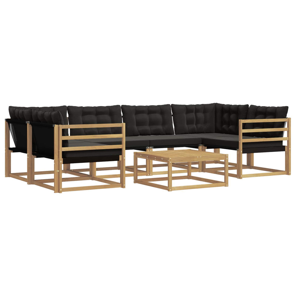 Conjunto de sofás de exterior 7 pcs Blanco y Negro