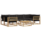 Conjunto de sofás de exterior 7 pcs Blanco y Negro