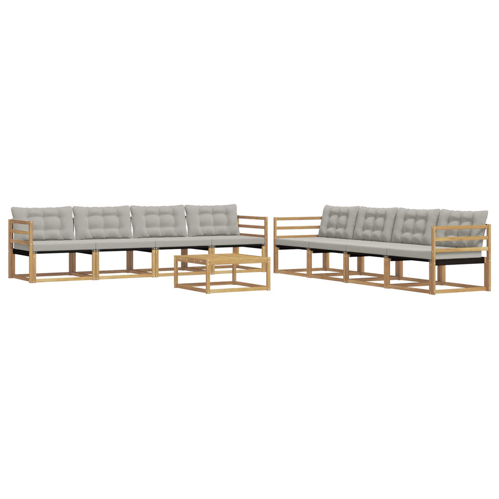 Conjunto de sofás de exterior 9 pcs Blanco y Gris Claro