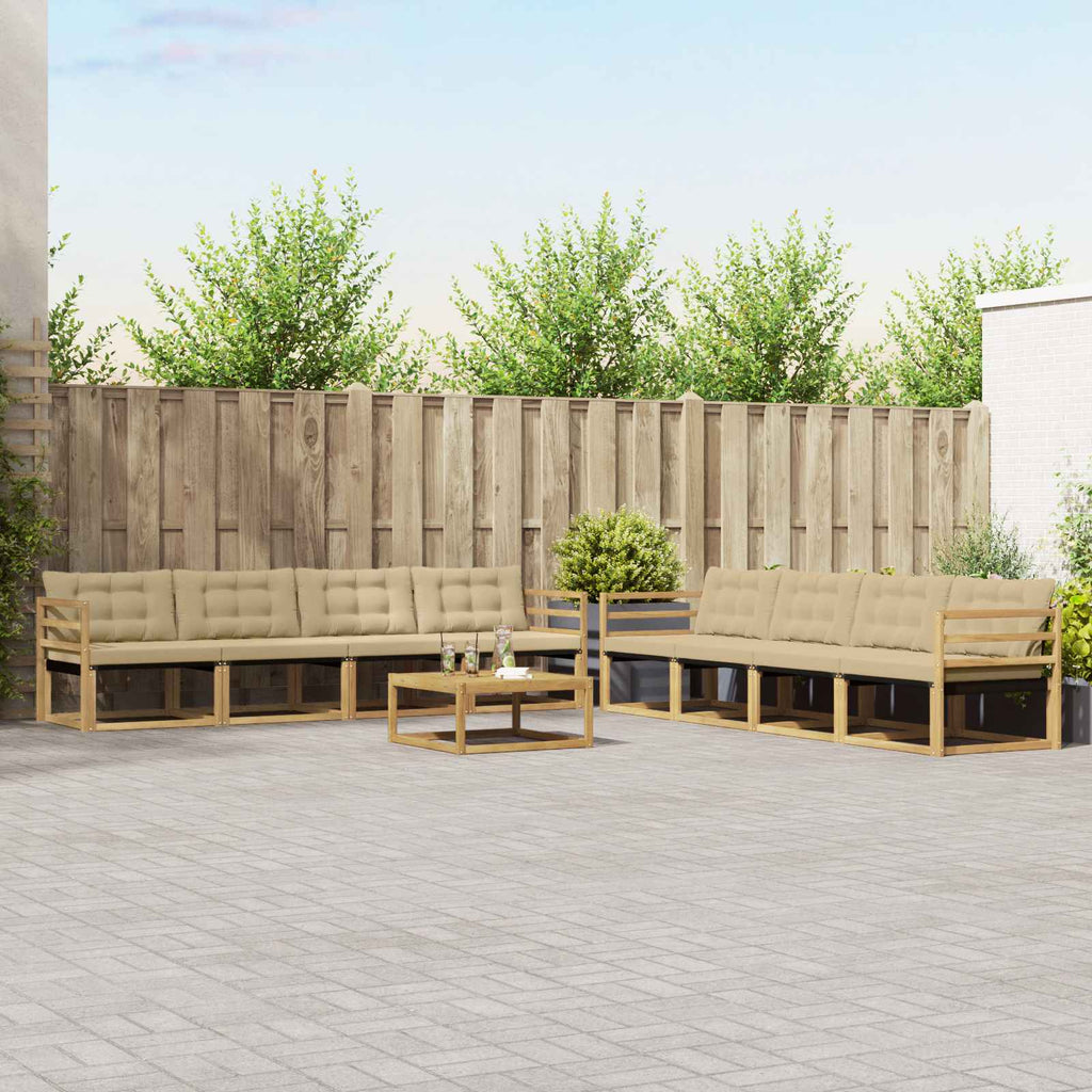 Conjunto de sofás de exterior 9 pcs y Beige 59 x 59 x 37 cm