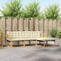 Conjunto de sofás de exterior con cojín 4 pcs Blanco y Crema