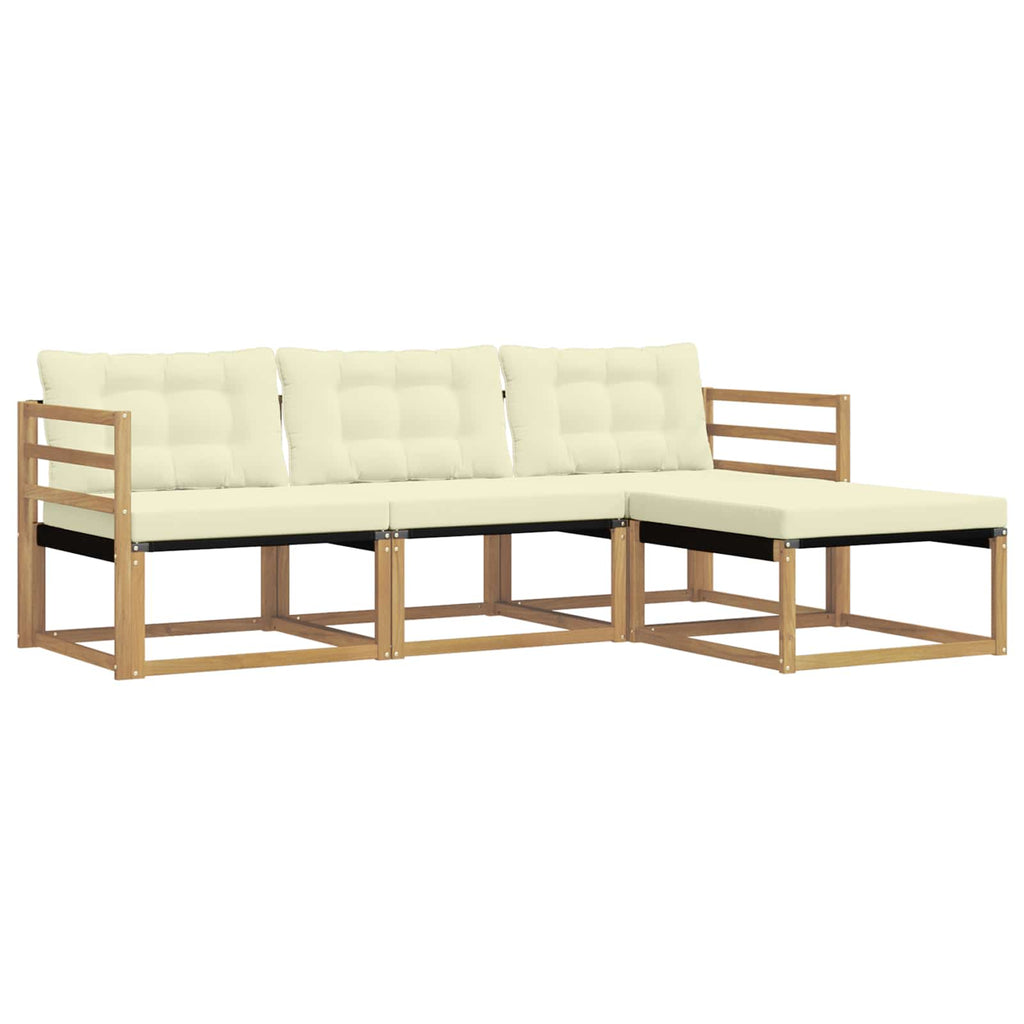 Conjunto de sofás de exterior con cojín 4 pcs Blanco y Crema