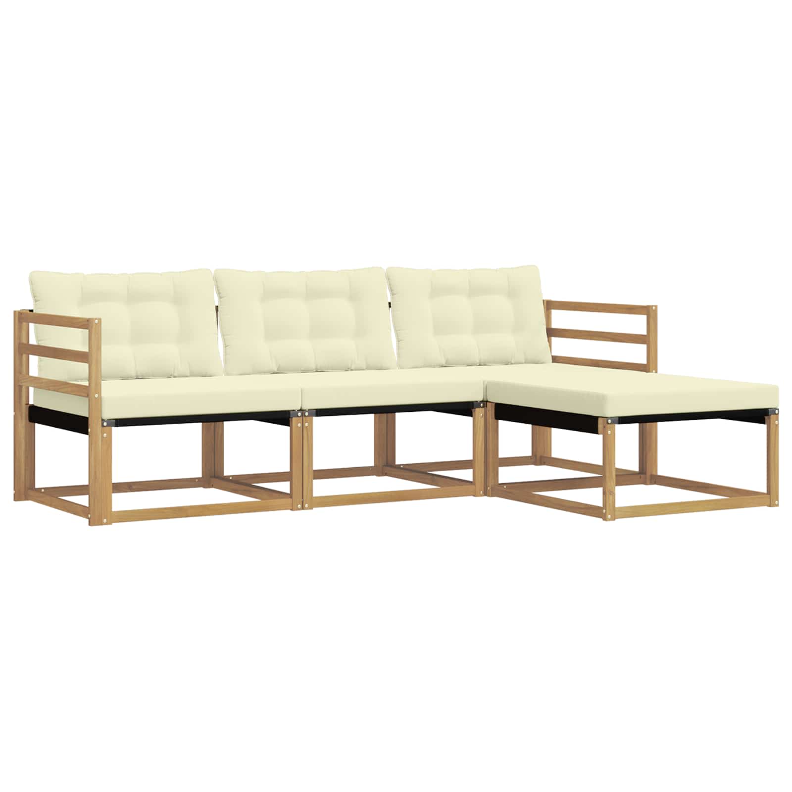 Conjunto de sofás de exterior con cojín 4 pcs Blanco y Crema