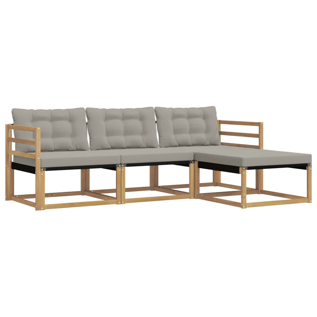 Conjunto de sofás de exterior 4 pcs Blanco y Gris Claro