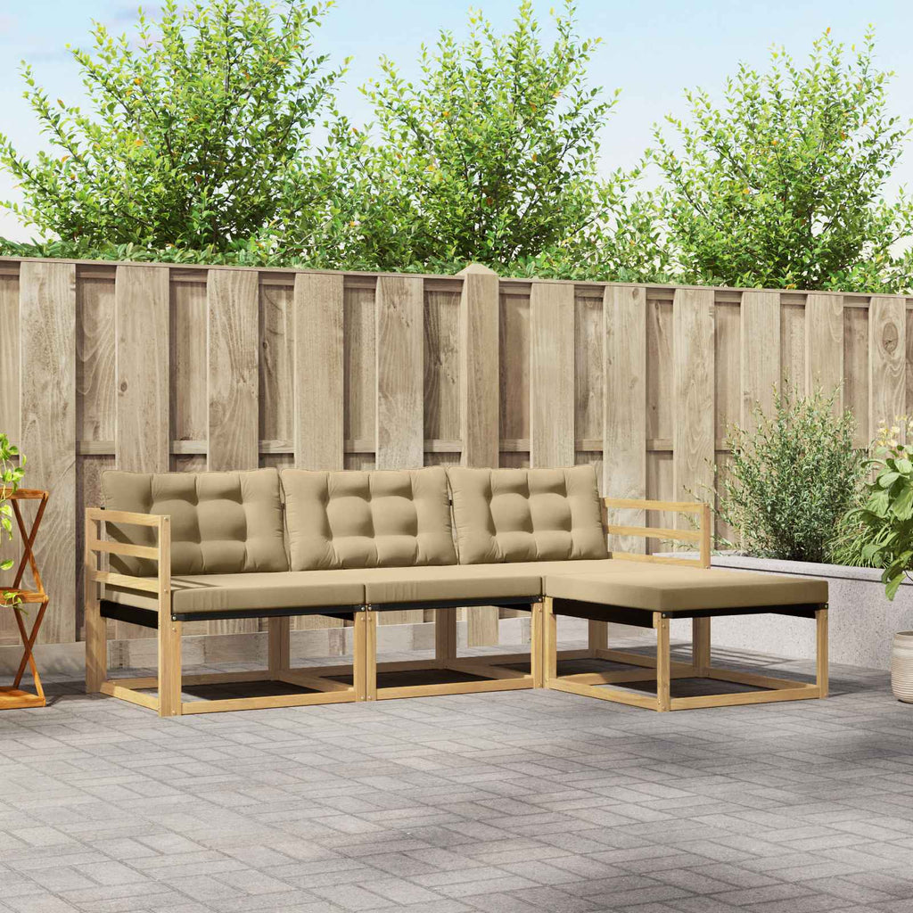 Conjunto de sofás de exterior con cojín 4 pcs y Beige
